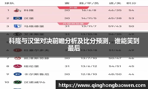 科隆与汉堡对决前瞻分析及比分预测，谁能笑到最后